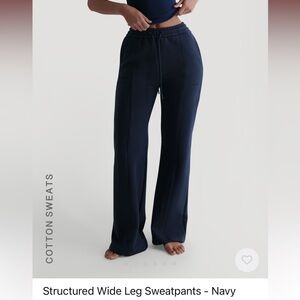 Structured Wide Leg Sweatpants Navy Extra Small Short
